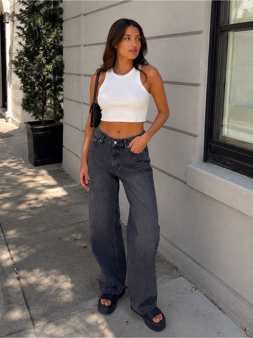 BDG Jeans Dipped V Wide Leg Denim Black Gray Cotton Urban NWT